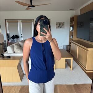 Ann Taylor Blouse Womens XS Navy. Blue Tank business office professional work